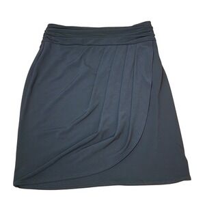 Cache Black Stretch Fabric Draped Pleated Front Faux Wrap Skirt Mini XS